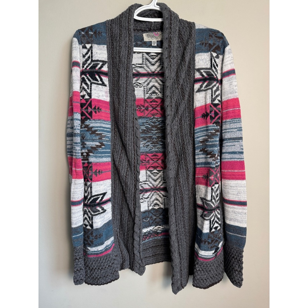 Ecote Southwestern Shawl Collar Cardigan Womens S Multi Boho Tribal Aztec